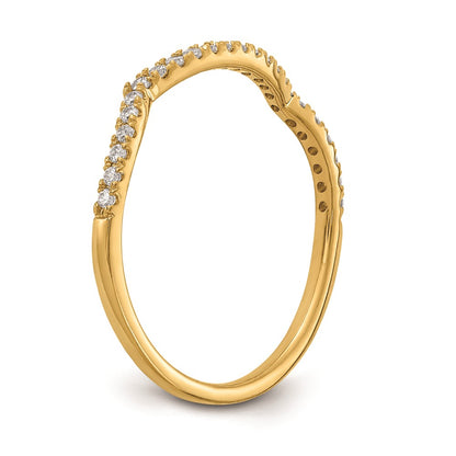 14K Yellow Gold Real Diamond Contoured Wedding Band
