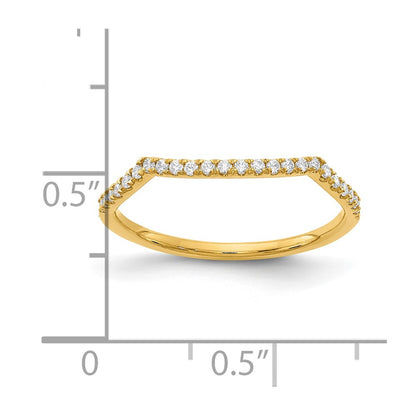 14K Yellow Gold Real Diamond Contoured Wedding Band