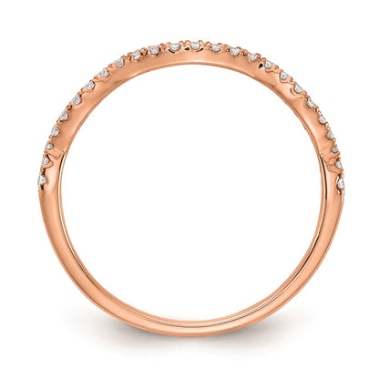 0.15ct. CZ Solid Real 14k Rose Gold Contoured Wedding Wedding Band Ring