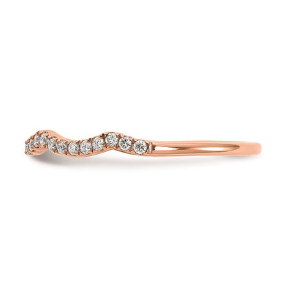 0.15ct. CZ Solid Real 14k Rose Gold Contoured Wedding Wedding Band Ring