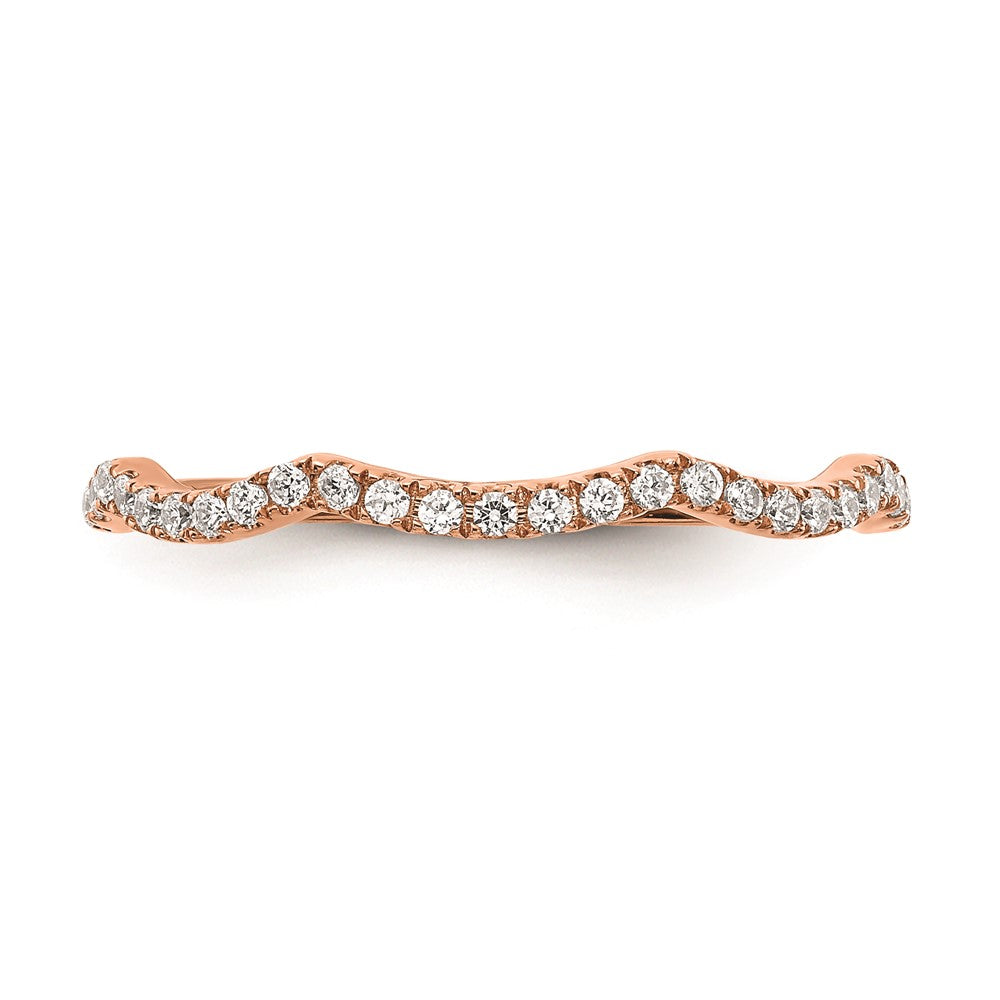0.15ct. CZ Solid Real 14k Rose Gold Contoured Wedding Wedding Band Ring