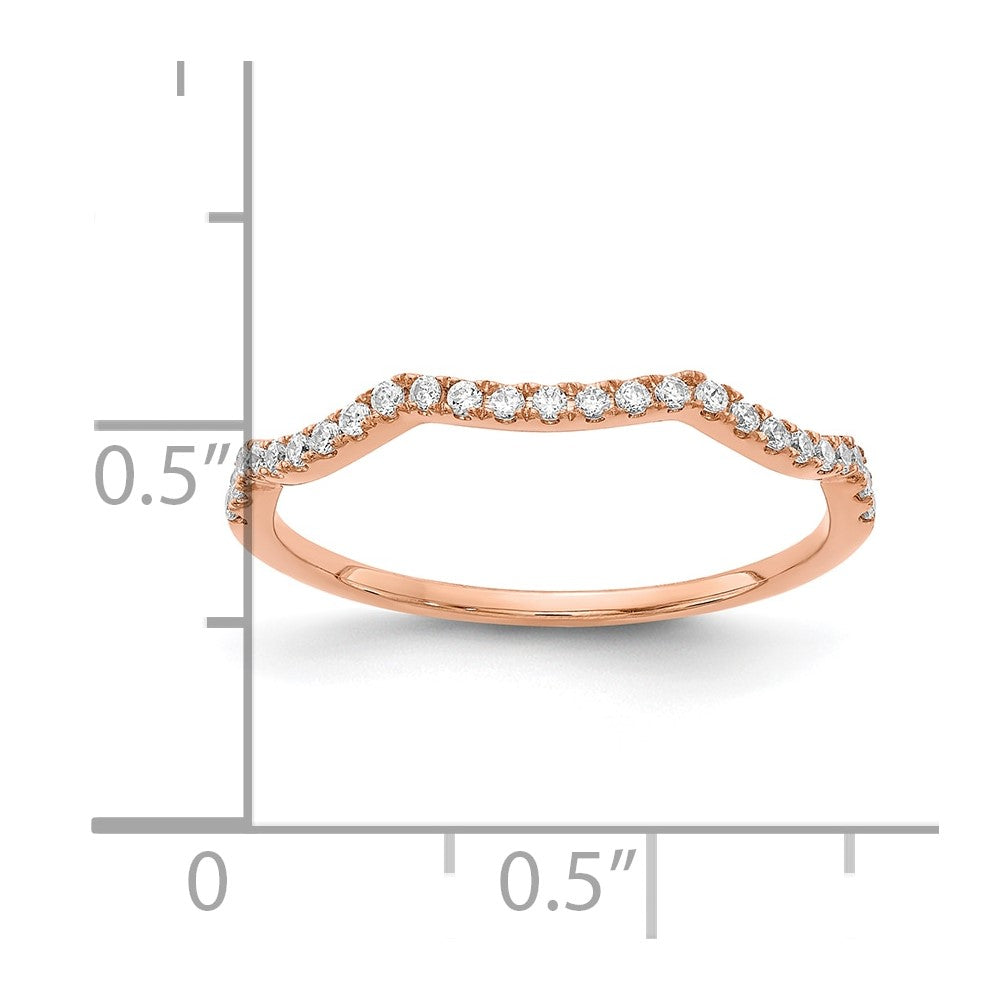 0.15ct. CZ Solid Real 14k Rose Gold Contoured Wedding Wedding Band Ring