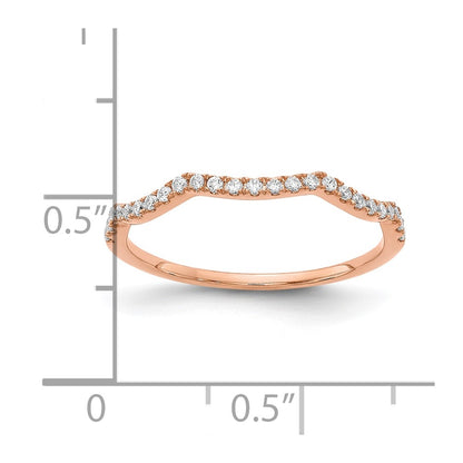 0.15ct. CZ Solid Real 14k Rose Gold Contoured Wedding Wedding Band Ring