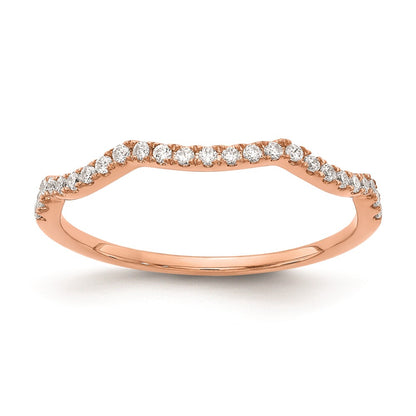 0.15ct. CZ Solid Real 14k Rose Gold Contoured Wedding Wedding Band Ring