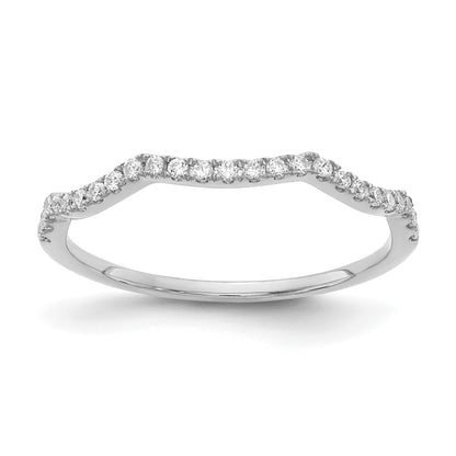 0.15ct. CZ Solid Real 14k White Gold Contoured Wedding Wedding Band Ring