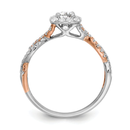 0.33ct. CZ Solid Real 14k White & Rose Gold Engagement Ring