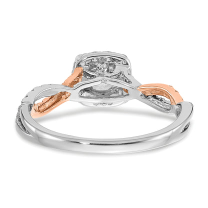 0.33ct. CZ Solid Real 14k White & Rose Gold Engagement Ring