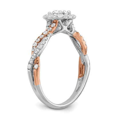 0.33ct. CZ Solid Real 14k White & Rose Gold Engagement Ring