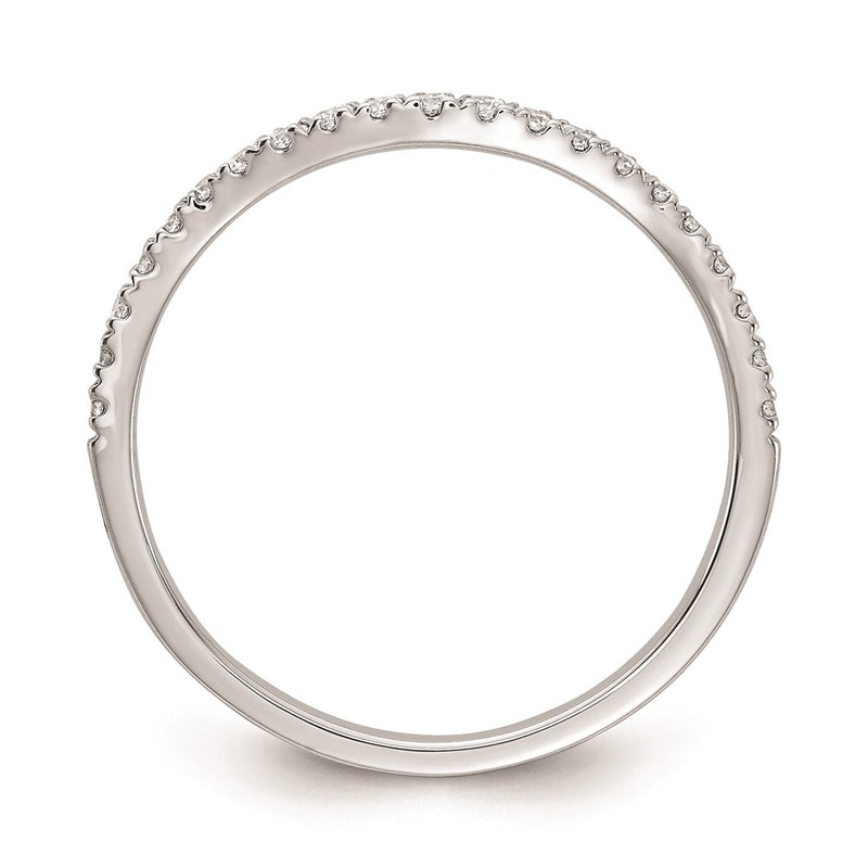 14k White Gold Real Diamond Contoured Wedding Band