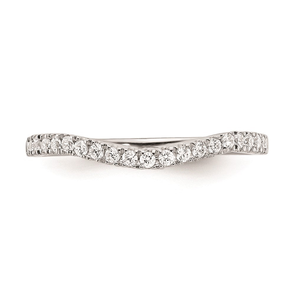 0.20ct. CZ Solid Real 14k White Gold Contoured Wedding Wedding Band Ring