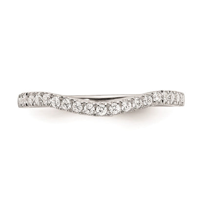0.20ct. CZ Solid Real 14k White Gold Contoured Wedding Wedding Band Ring