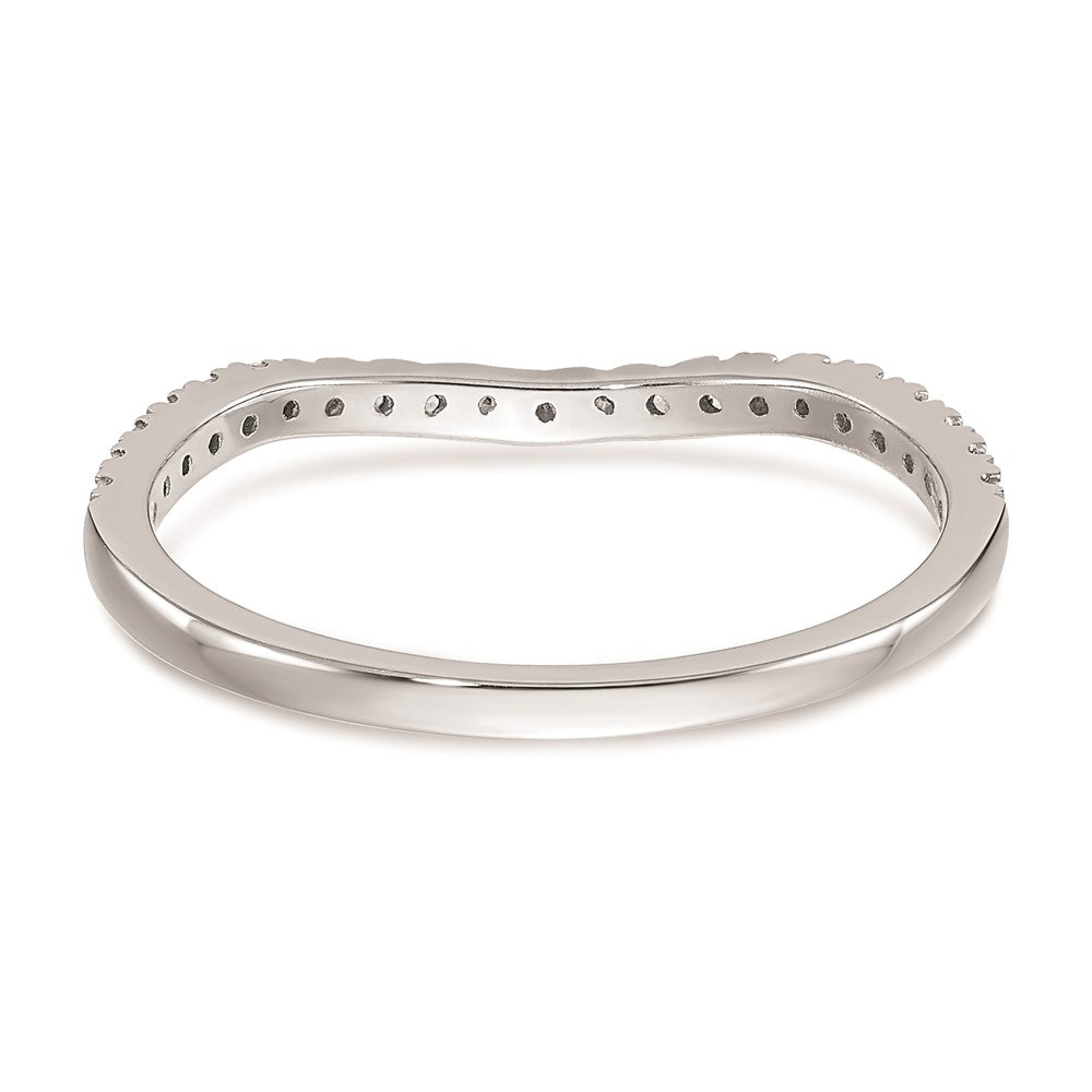 0.20ct. CZ Solid Real 14k White Gold Contoured Wedding Wedding Band Ring