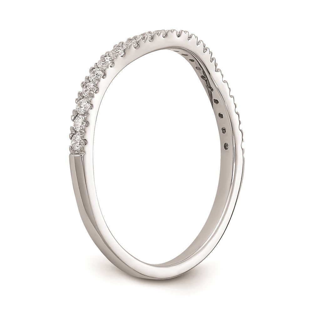 0.20ct. CZ Solid Real 14k White Gold Contoured Wedding Wedding Band Ring