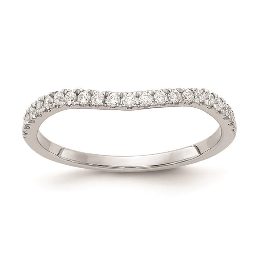 14k White Gold Real Diamond Contoured Wedding Band