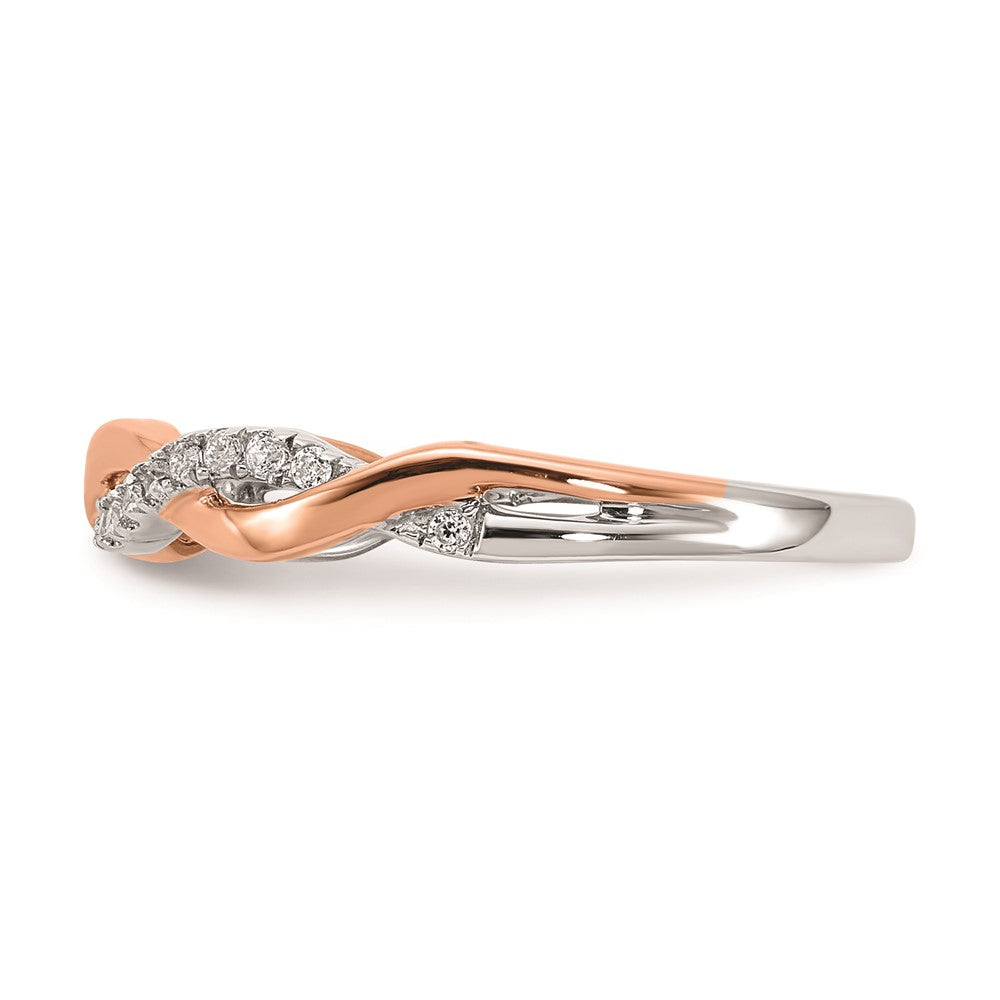 14k White & Rose Gold Real Diamond Twist Design Wedding Band