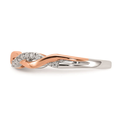 14k White & Rose Gold Real Diamond Twist Design Wedding Band