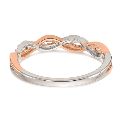 14k White & Rose Gold Real Diamond Twist Design Wedding Band