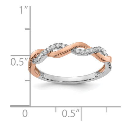 14k White & Rose Gold Real Diamond Twist Design Wedding Band
