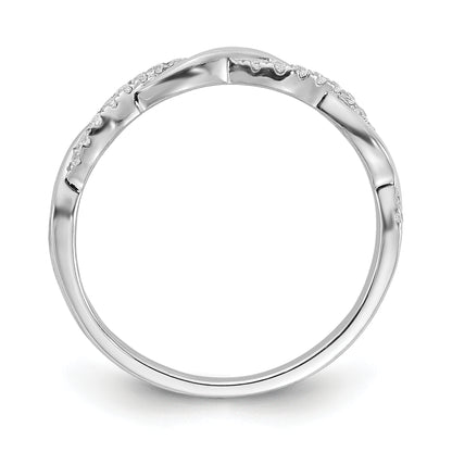 0.12ct. CZ Solid Real 14k White Gold Twist Design Wedding Wedding Band Ring