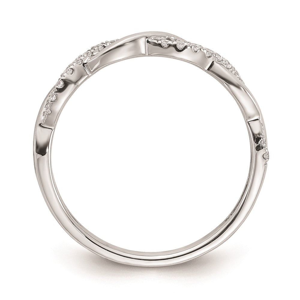 14k White Gold Real Diamond Twist Design Wedding Band