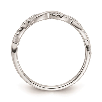 14k White Gold Real Diamond Twist Design Wedding Band