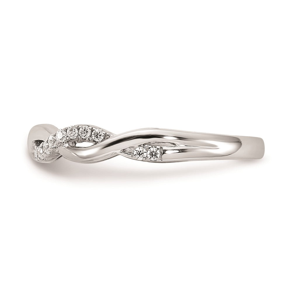 14k White Gold Real Diamond Twist Design Wedding Band