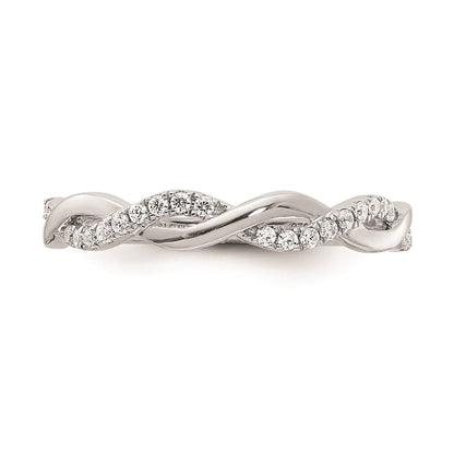 14k White Gold Real Diamond Twist Design Wedding Band