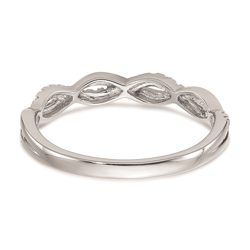 14k White Gold Real Diamond Twist Design Wedding Band