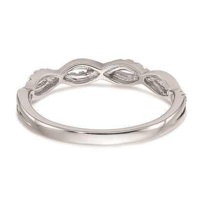 14k White Gold Real Diamond Twist Design Wedding Band