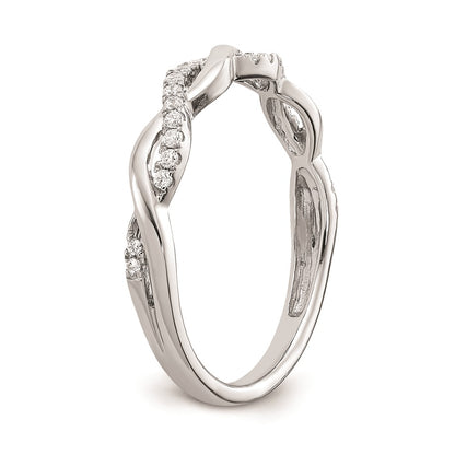 14k White Gold Real Diamond Twist Design Wedding Band