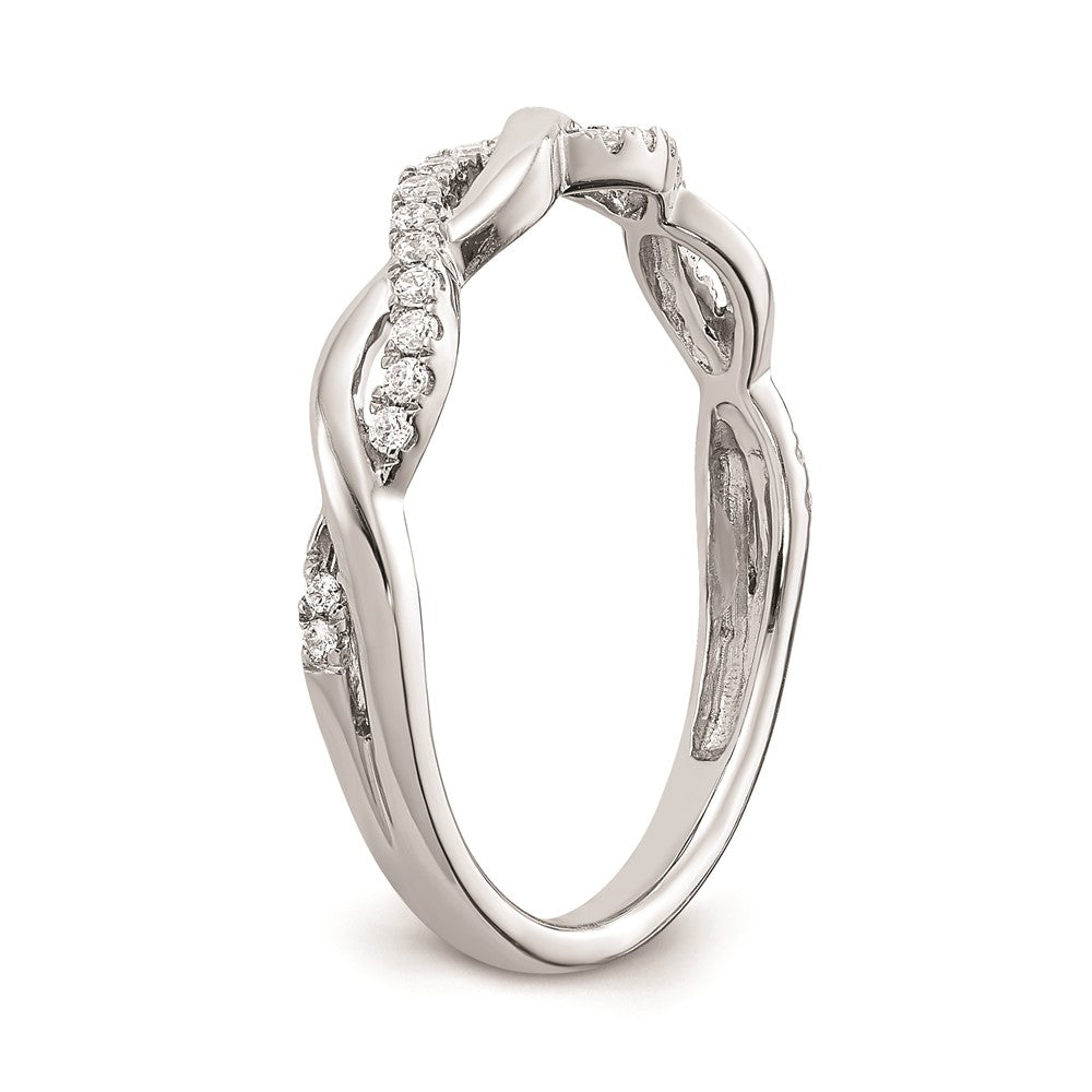0.12ct. CZ Solid Real 14k White Gold Twist Design Wedding Wedding Band Ring