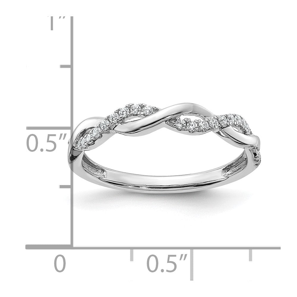 14k White Gold Real Diamond Twist Design Wedding Band