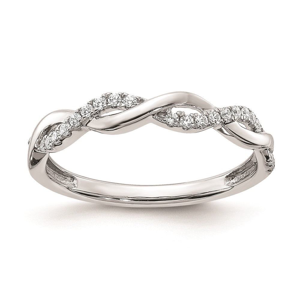 14k White Gold Real Diamond Twist Design Wedding Band