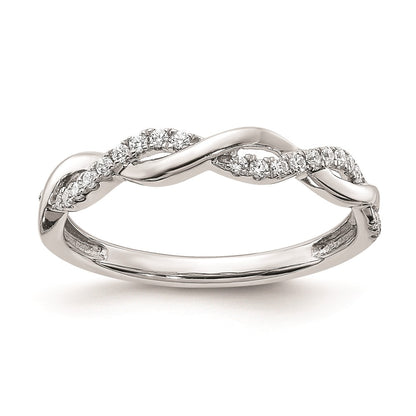 14k White Gold Real Diamond Twist Design Wedding Band