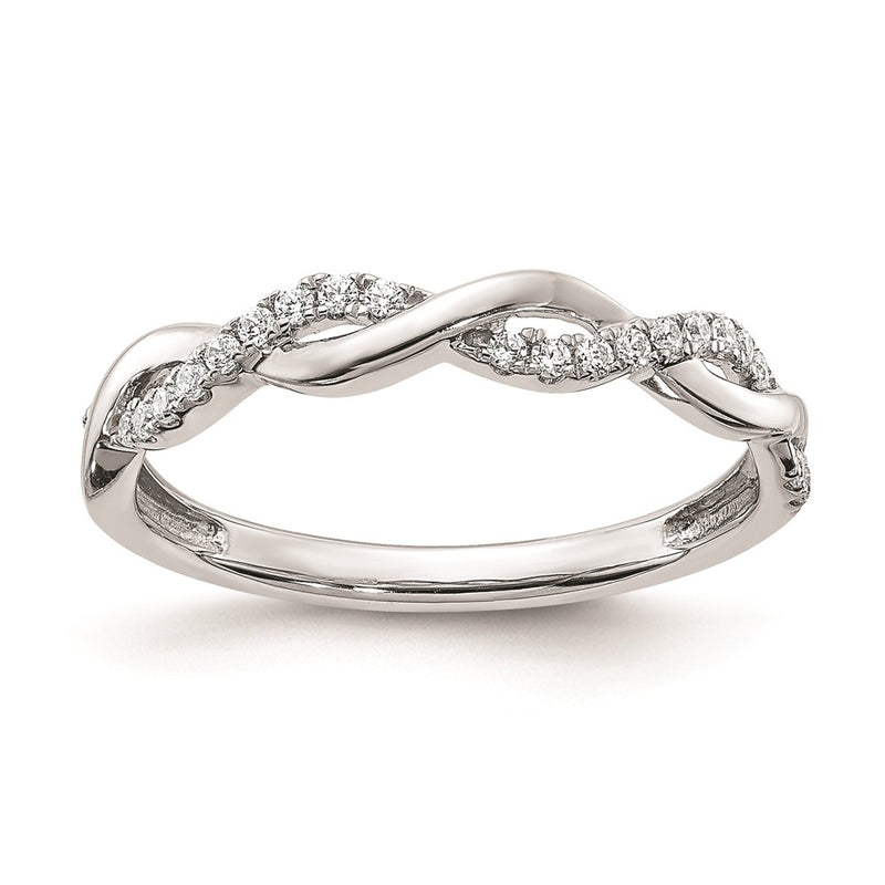 14k White Gold Real Diamond Twist Design Wedding Band