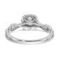 0.38ct. CZ Solid Real 14k White Gold Halo Twist Design Engagement Ring
