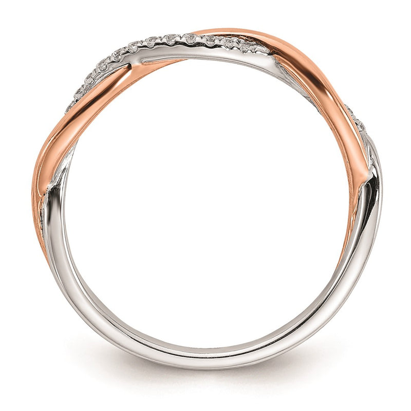 14k White & Rose Gold Real Diamond Wedding Band