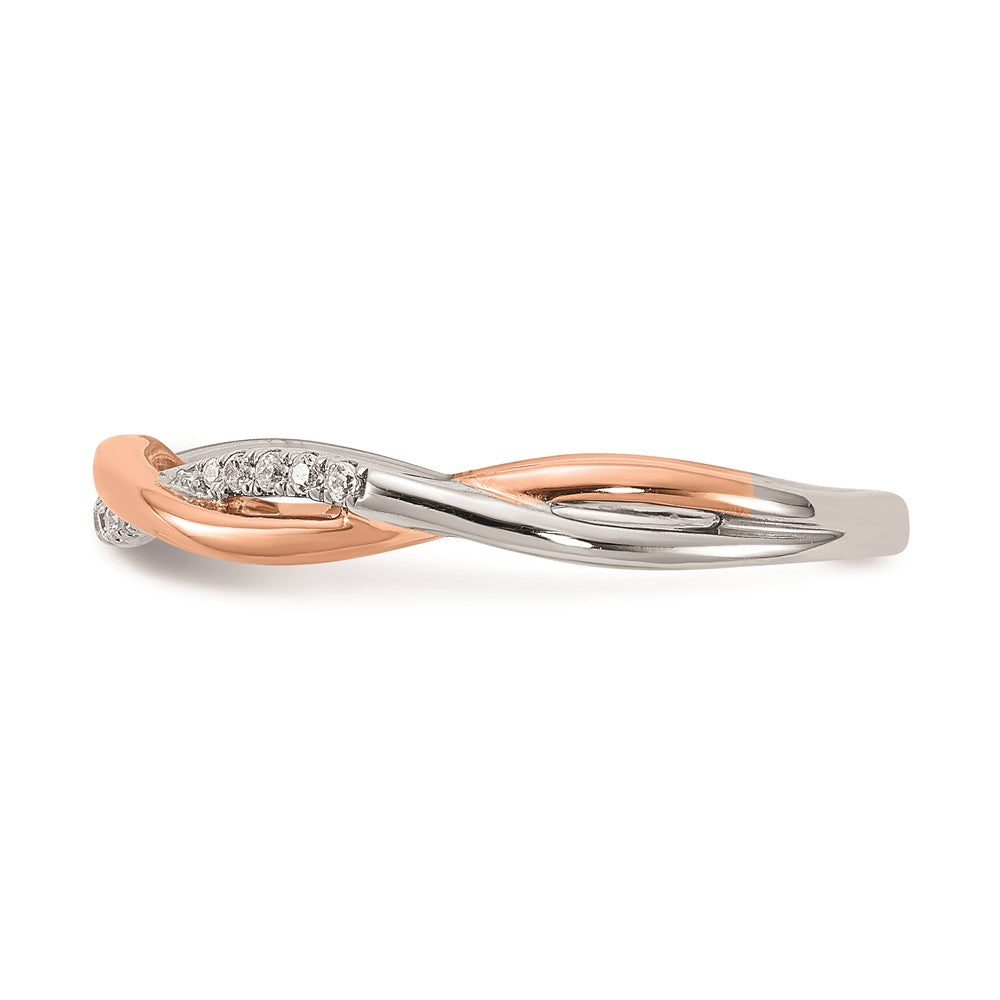 0.08ct. CZ Solid Real 14k White & Rose Gold Wedding Wedding Band Ring