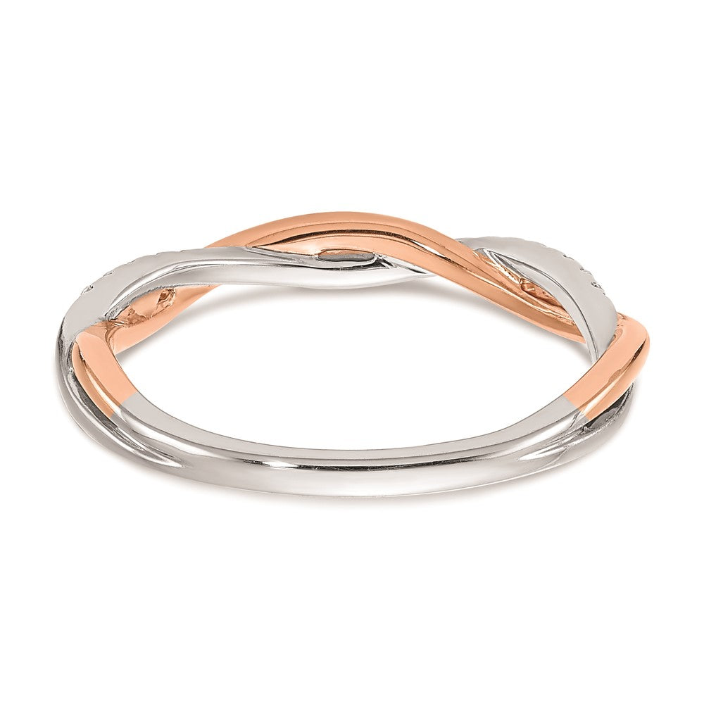 0.08ct. CZ Solid Real 14k White & Rose Gold Wedding Wedding Band Ring