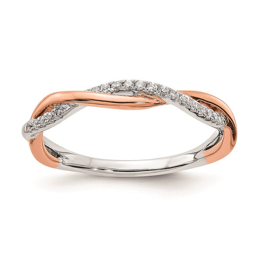 14k White & Rose Gold Real Diamond Wedding Band