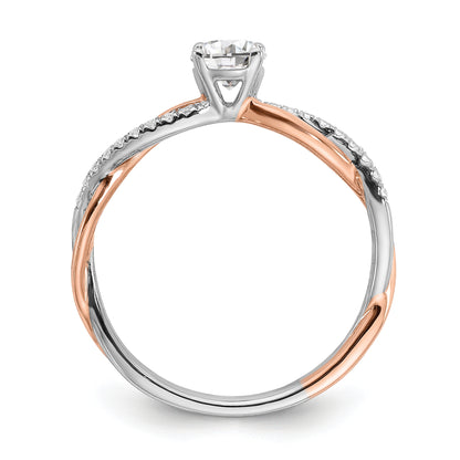0.40ct. CZ Solid Real 14k White & Rose Gold Engagement Ring