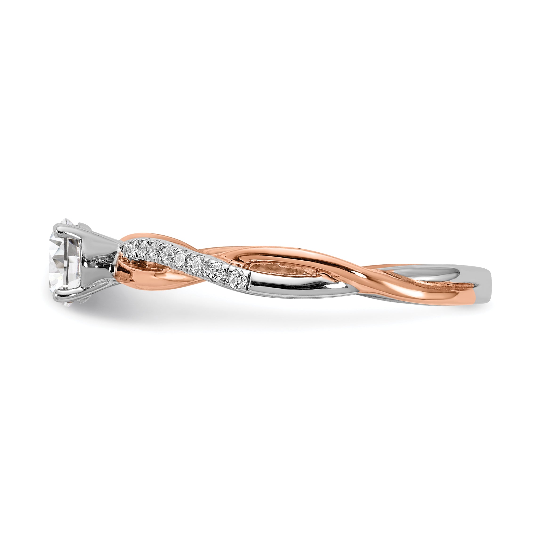 0.40ct. CZ Solid Real 14k White & Rose Gold Engagement Ring