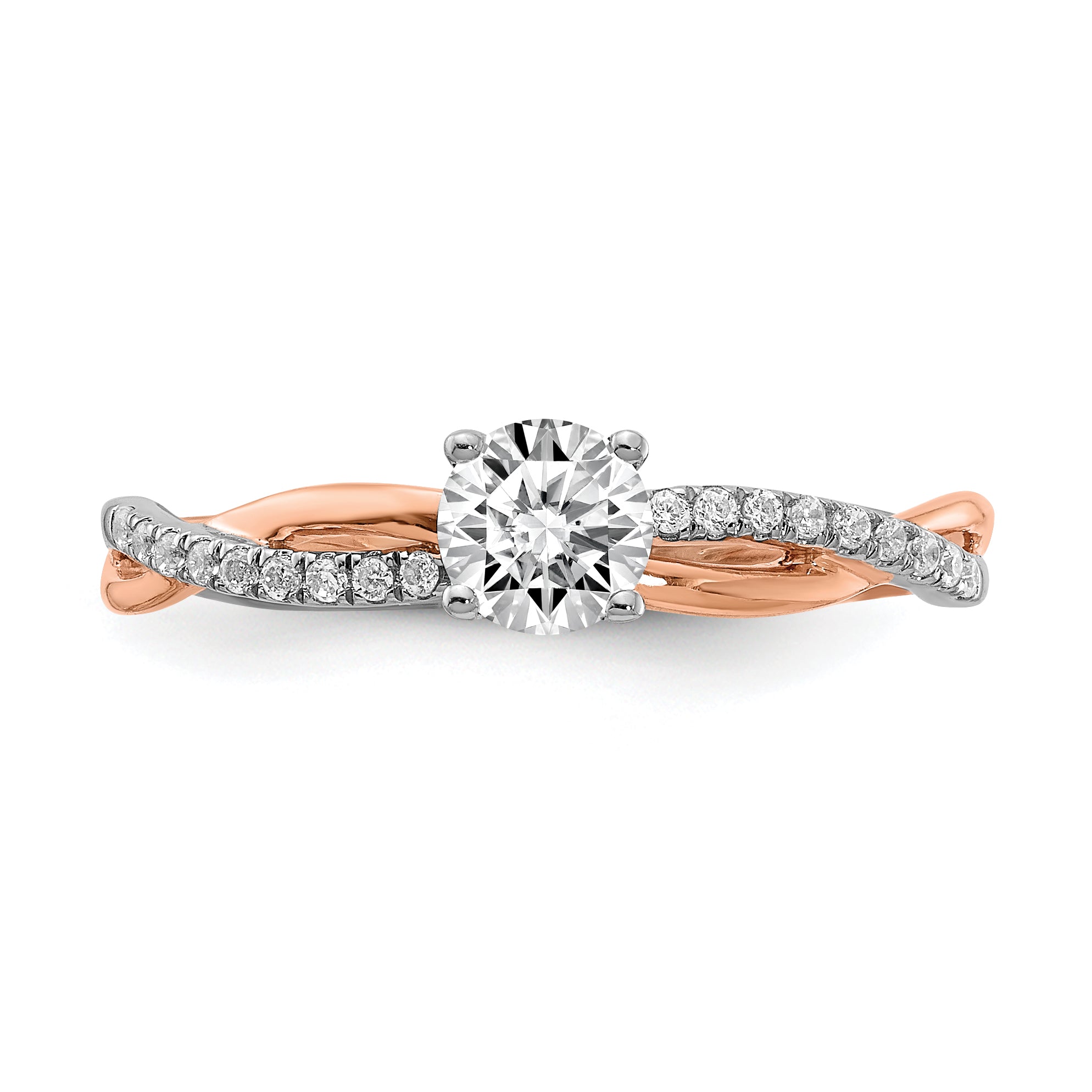 0.40ct. CZ Solid Real 14k White & Rose Gold Engagement Ring
