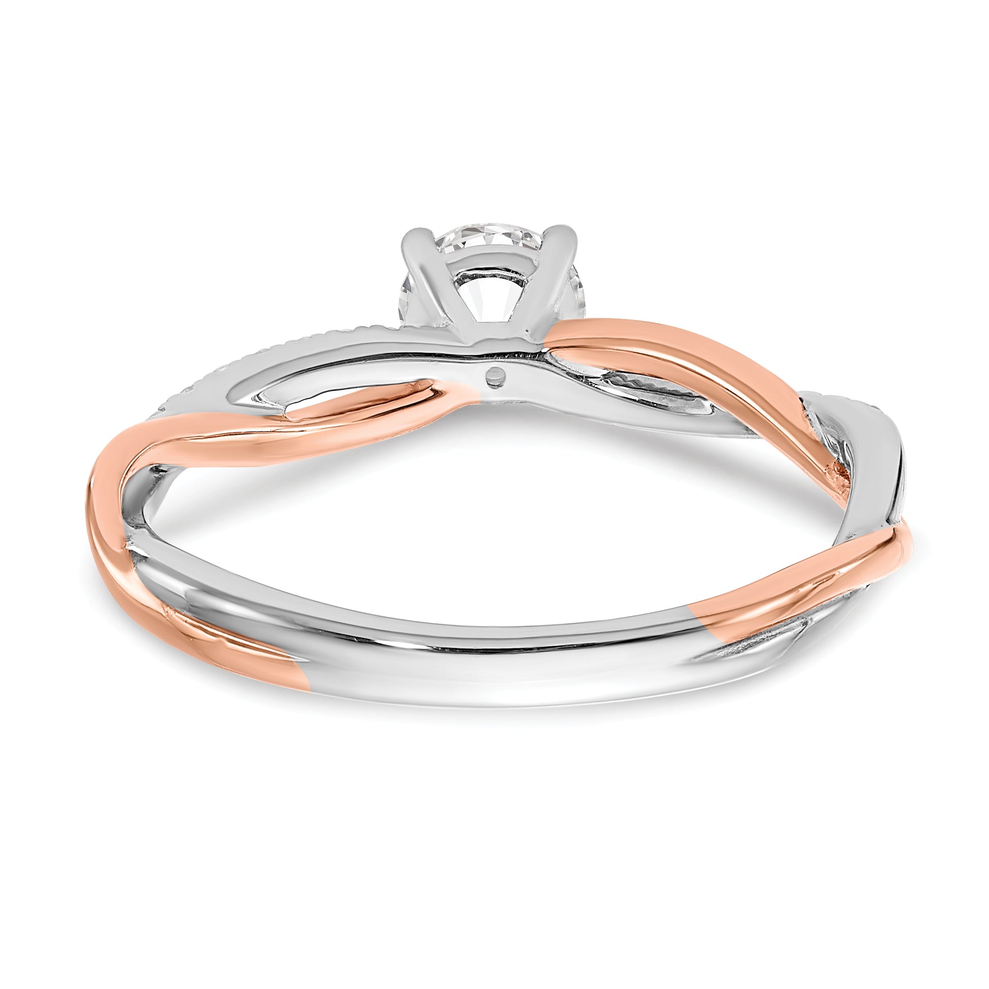 0.40ct. CZ Solid Real 14k White & Rose Gold Engagement Ring