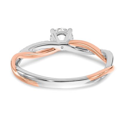 0.40ct. CZ Solid Real 14k White & Rose Gold Engagement Ring