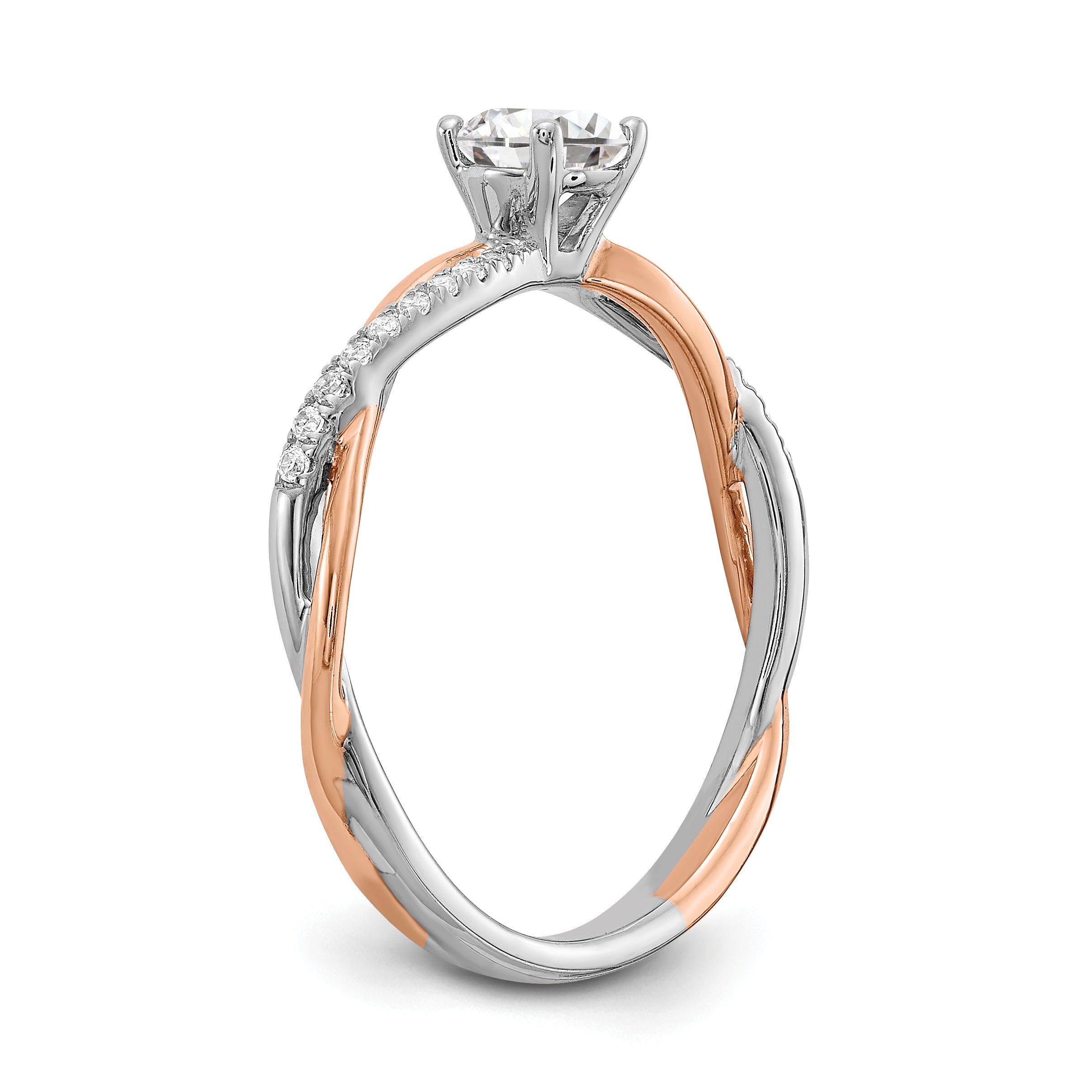 0.40ct. CZ Solid Real 14k White & Rose Gold Engagement Ring