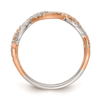0.25ct. CZ Solid Real 14k White & Rose Gold Wedding Wedding Band Ring
