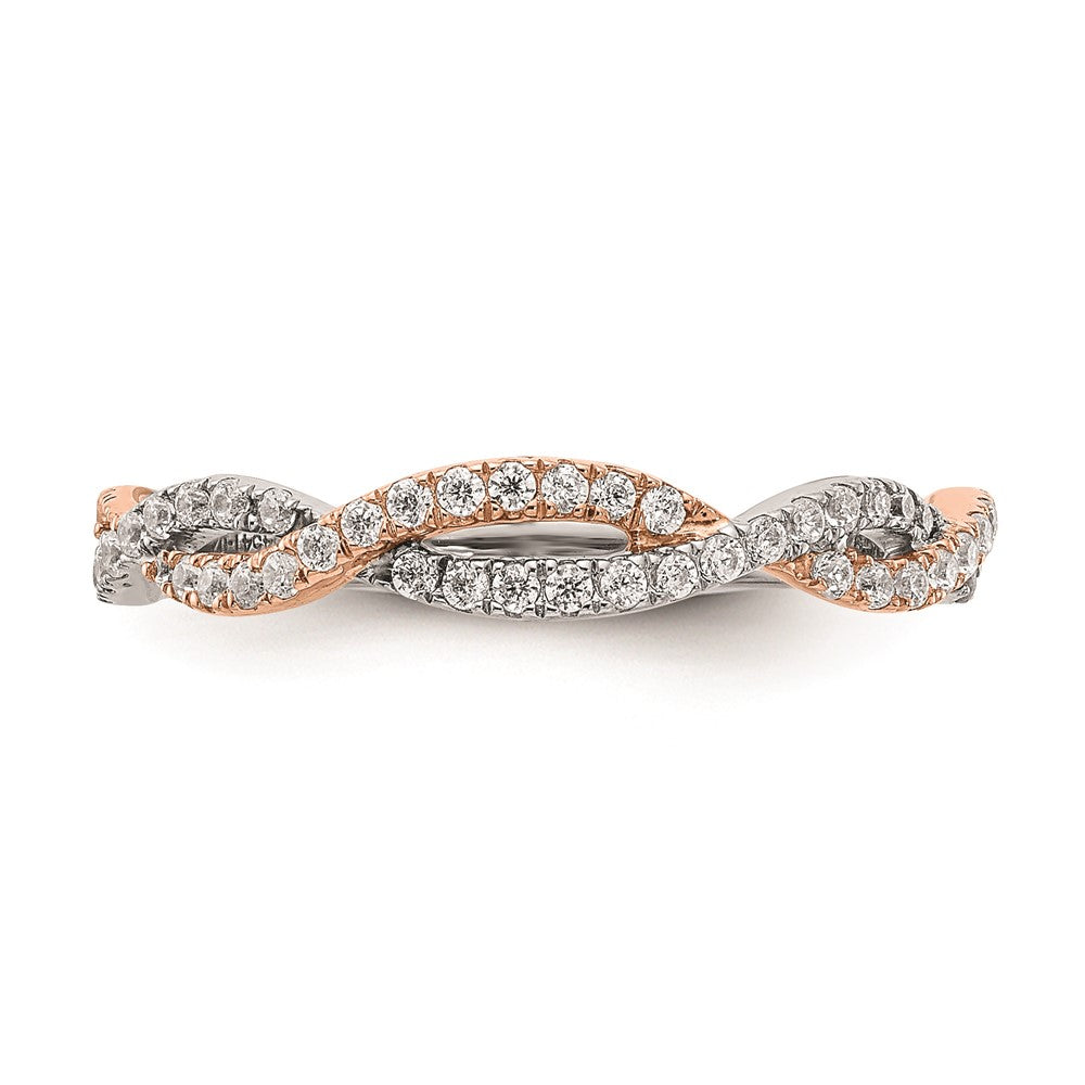 0.25ct. CZ Solid Real 14k White & Rose Gold Wedding Wedding Band Ring