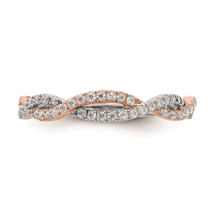0.25ct. CZ Solid Real 14k White & Rose Gold Wedding Wedding Band Ring