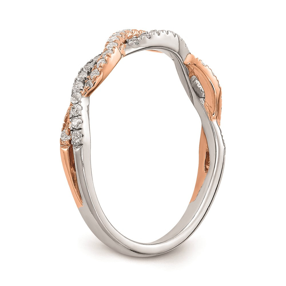 0.25ct. CZ Solid Real 14k White & Rose Gold Wedding Wedding Band Ring